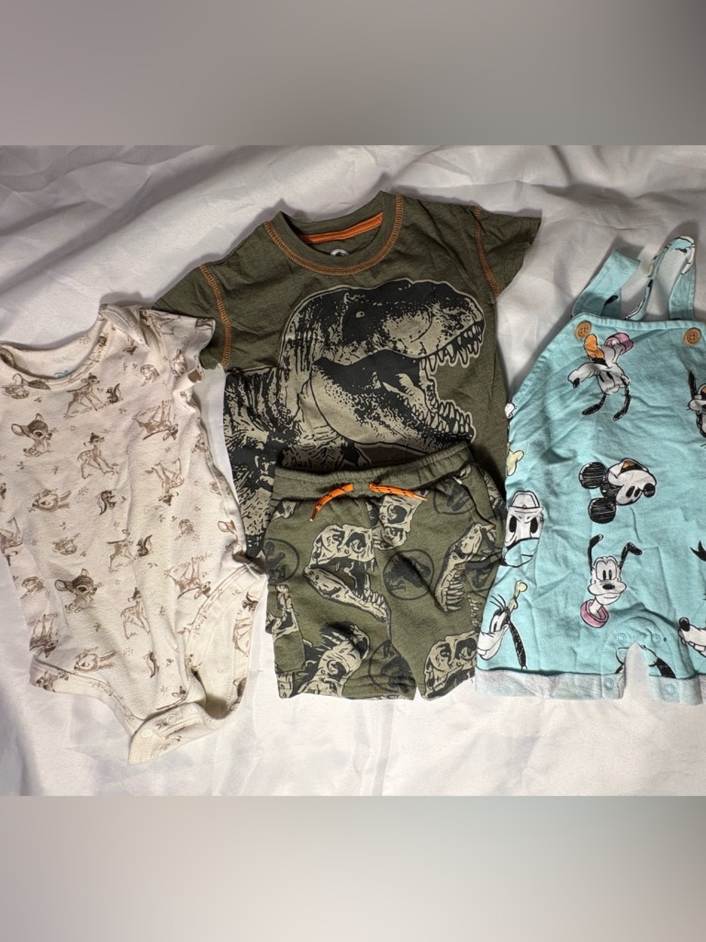 Baby Boy 12M Bundle Disney Bambi Mickey Jurassic World Outfit Set